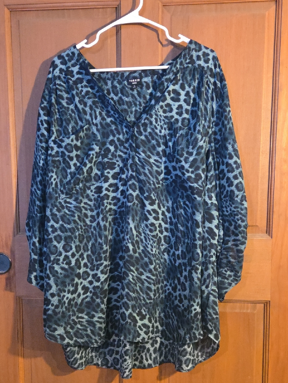 torrid Teal and Navy Leopard Print Harper Blouse